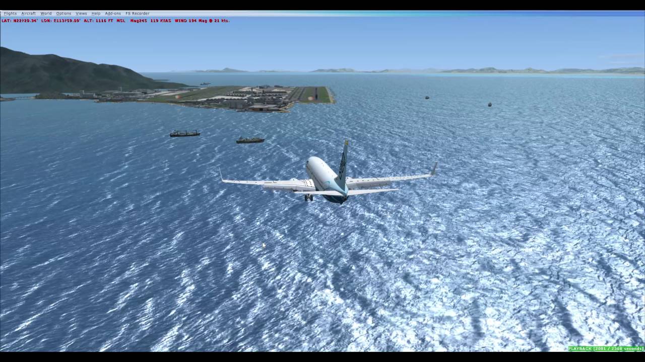 [FSX]2016-08-02 VHHH Cross Wind Landing while Typhoon Nida Leaves