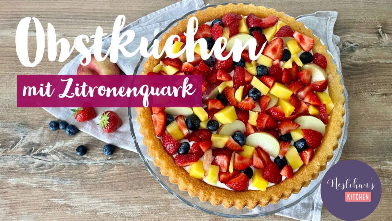 Obstkuchen mit Zitronenquark/Kalorienarme Kuchen/Meyveli labneli tart kek