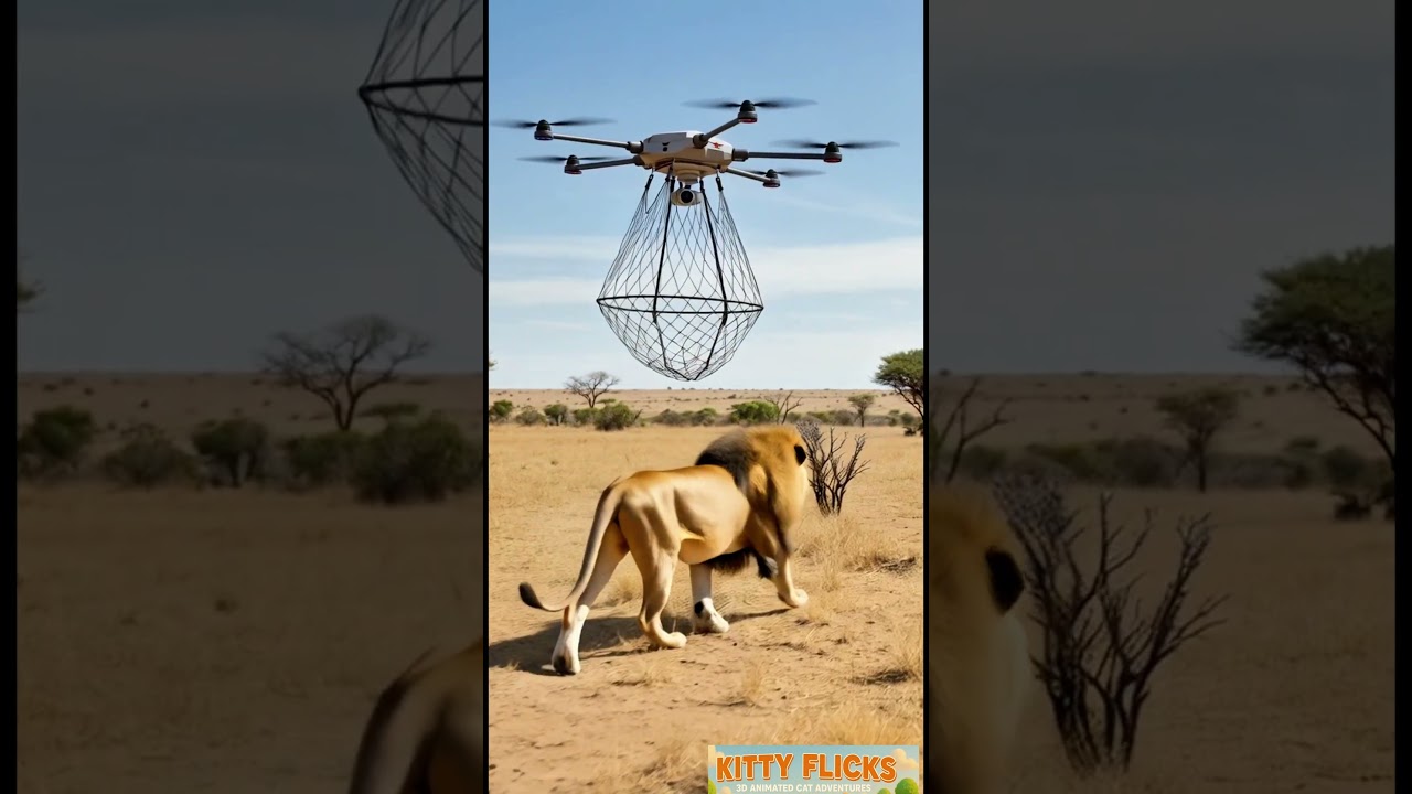 Simulated Drone Capture of a Lion &ndash; Wildlife Tech in Action #drone #animals #wildlife #lion