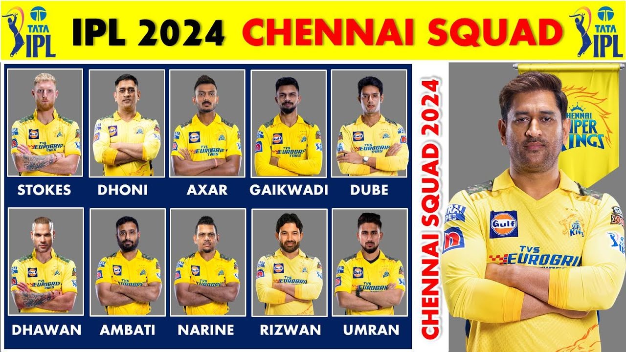 CSK Team 2024 Player List | Complete Chennai Super Kings Squad and Players List for IPL 2024