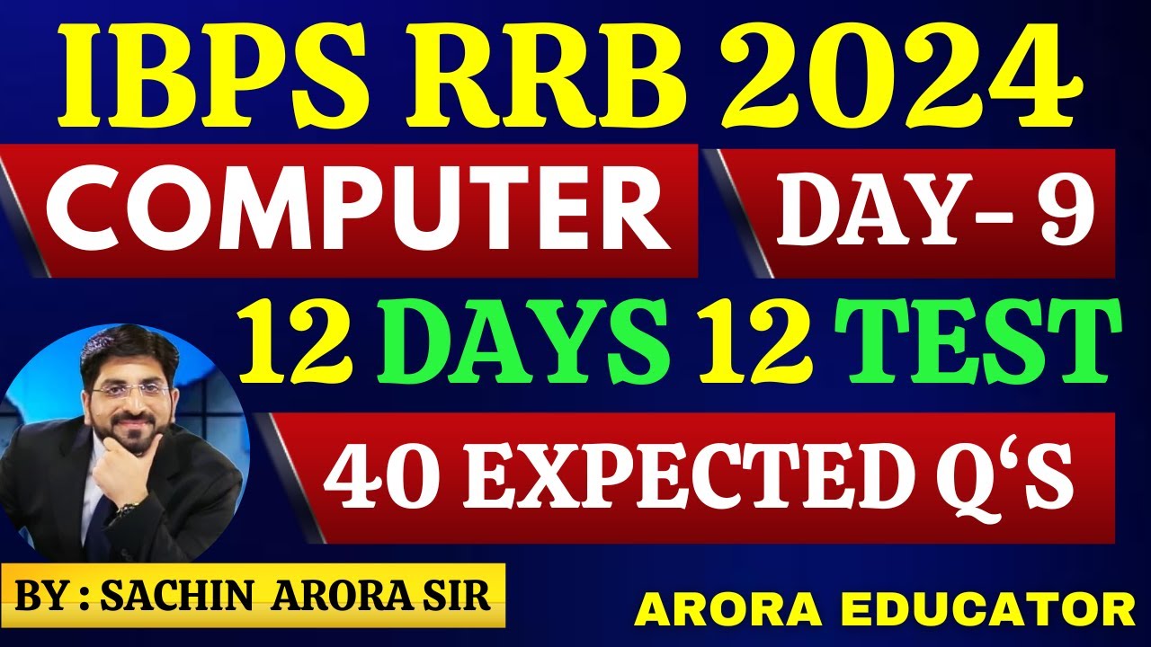 IBPS RRB PO/Clerk 2024 | Computer Awareness Classes | RRB Computer Knowledge for Bank Exams | Day 9