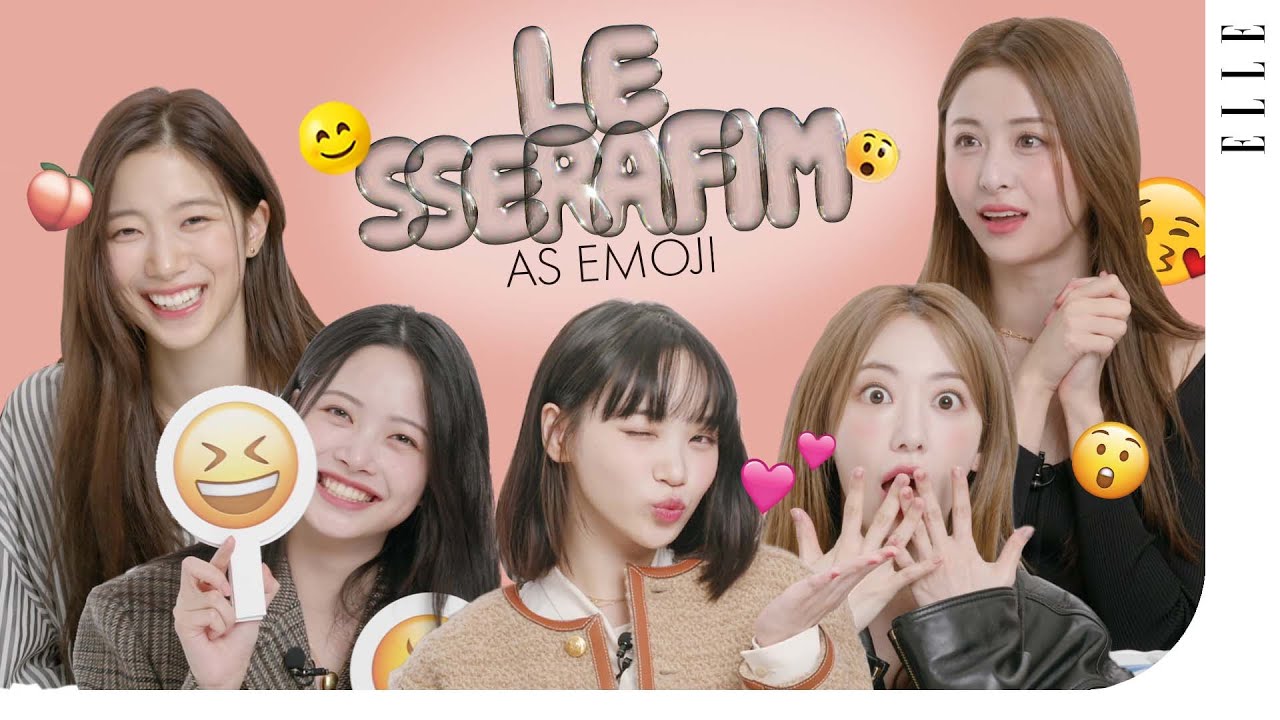 르세라핌은 언제부터 개그 그룹이었나요?😂 우당탕탕 르세라핌 채원, 사쿠라, 윤진, 카즈하, 은채의 이모지 인터뷰😵 #LESSERAFIMasEmoji | ELLE KOREA
