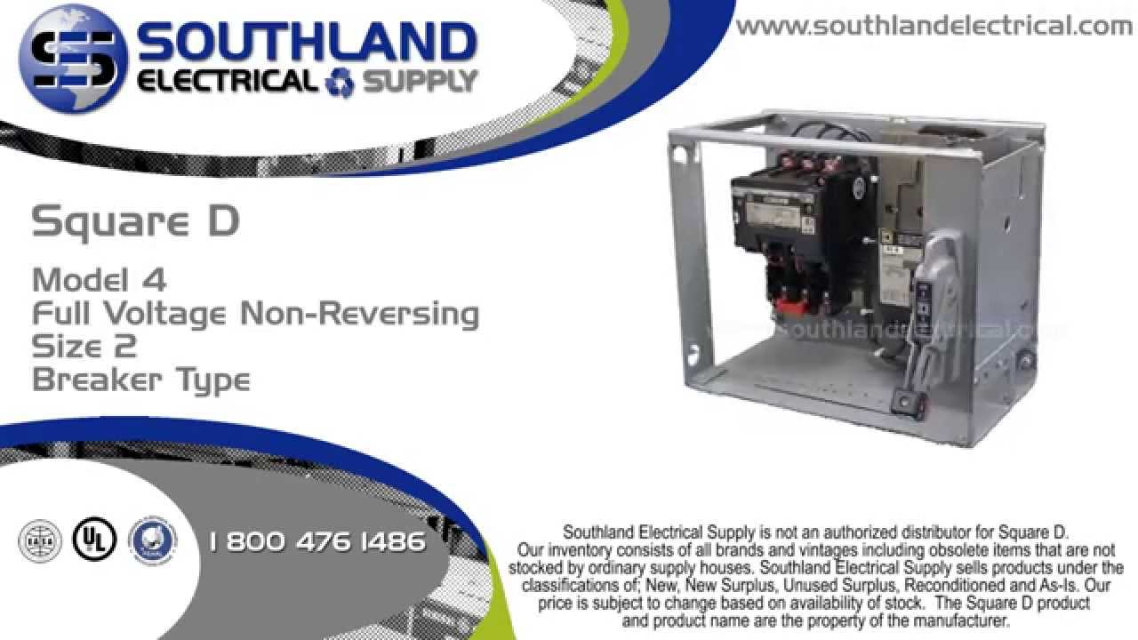 Square D Model 4, Full Voltage Non-Reversing, Nema Size 2, Breaker Motor Control Bucket