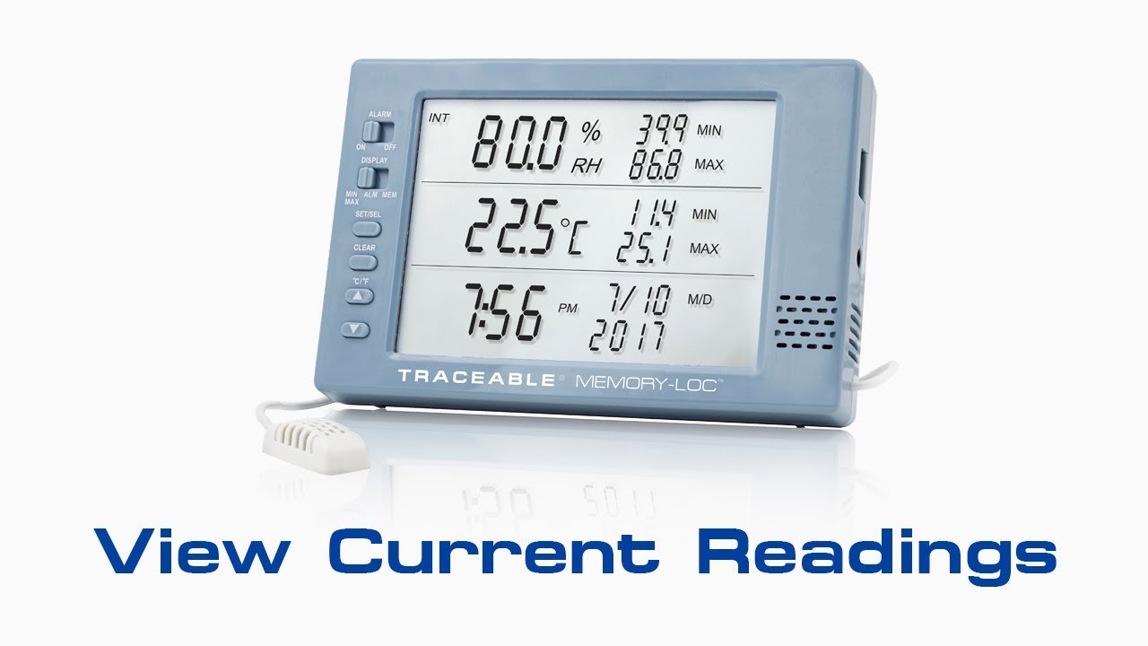 Memory-Loc Datalogging Traceable Hygrometer - View Current Reading Instructional Video