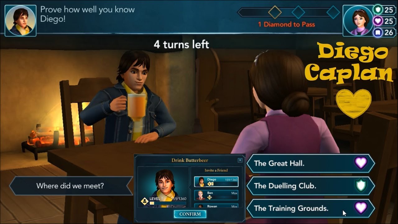 DIEGO CAPLAN Friendship Unlocked Harry Potter Hogwarts Mystery Gameplay Walkthrough Correct Answers