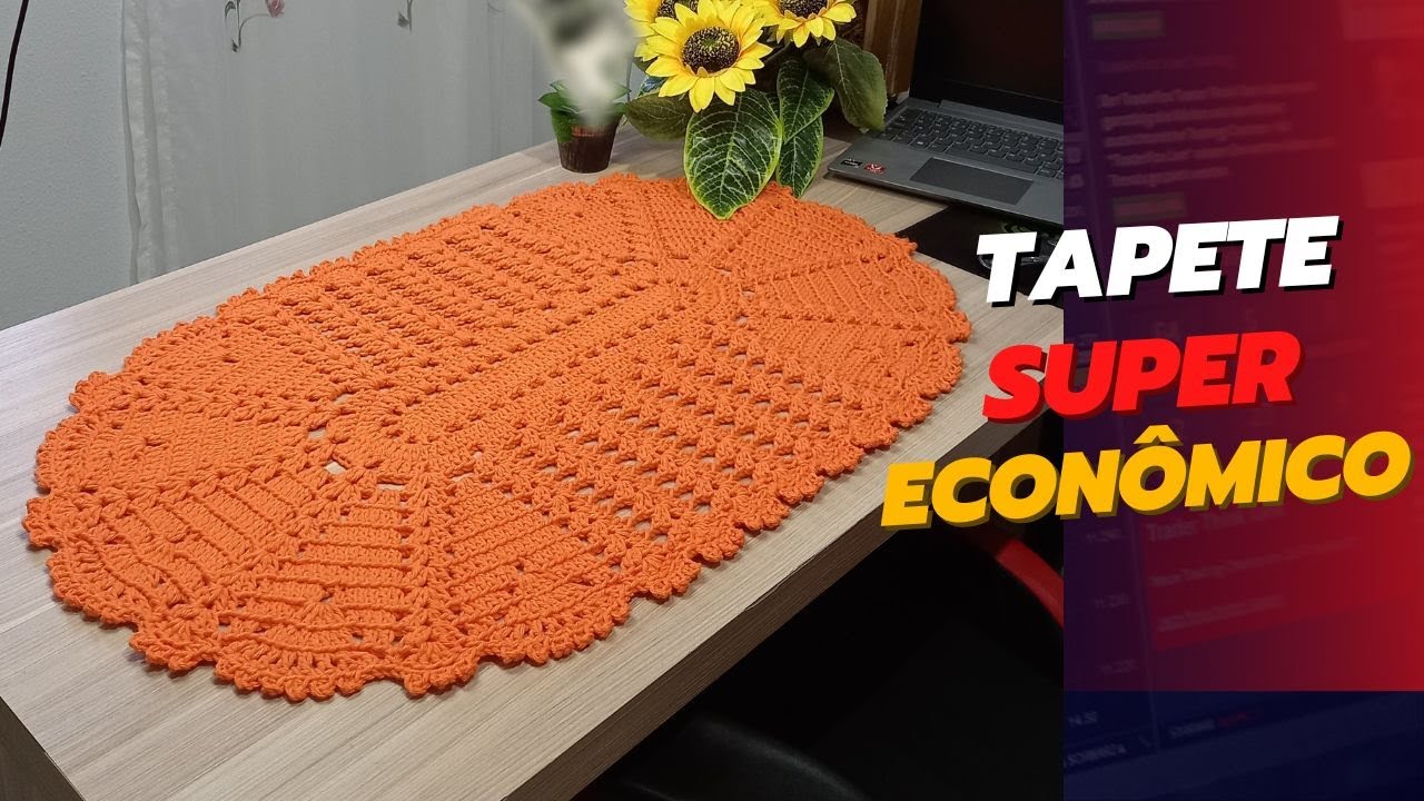Tapete oval em crochê super econômico