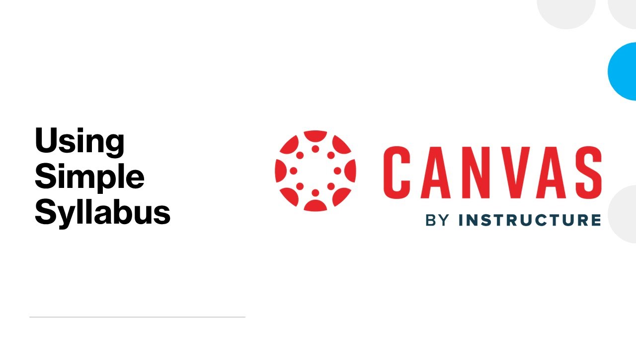 Using Simple Syllabus in Canvas