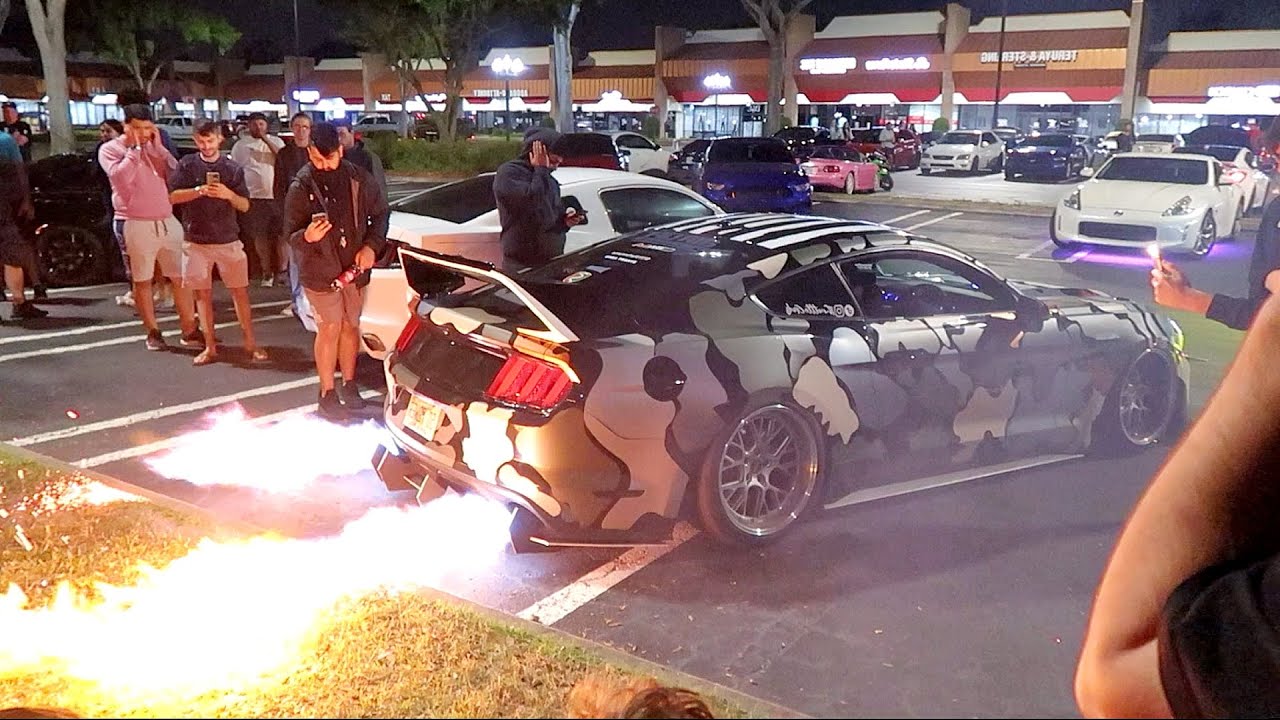 Mustang Catches Grass on FIRE!! *COPS!*