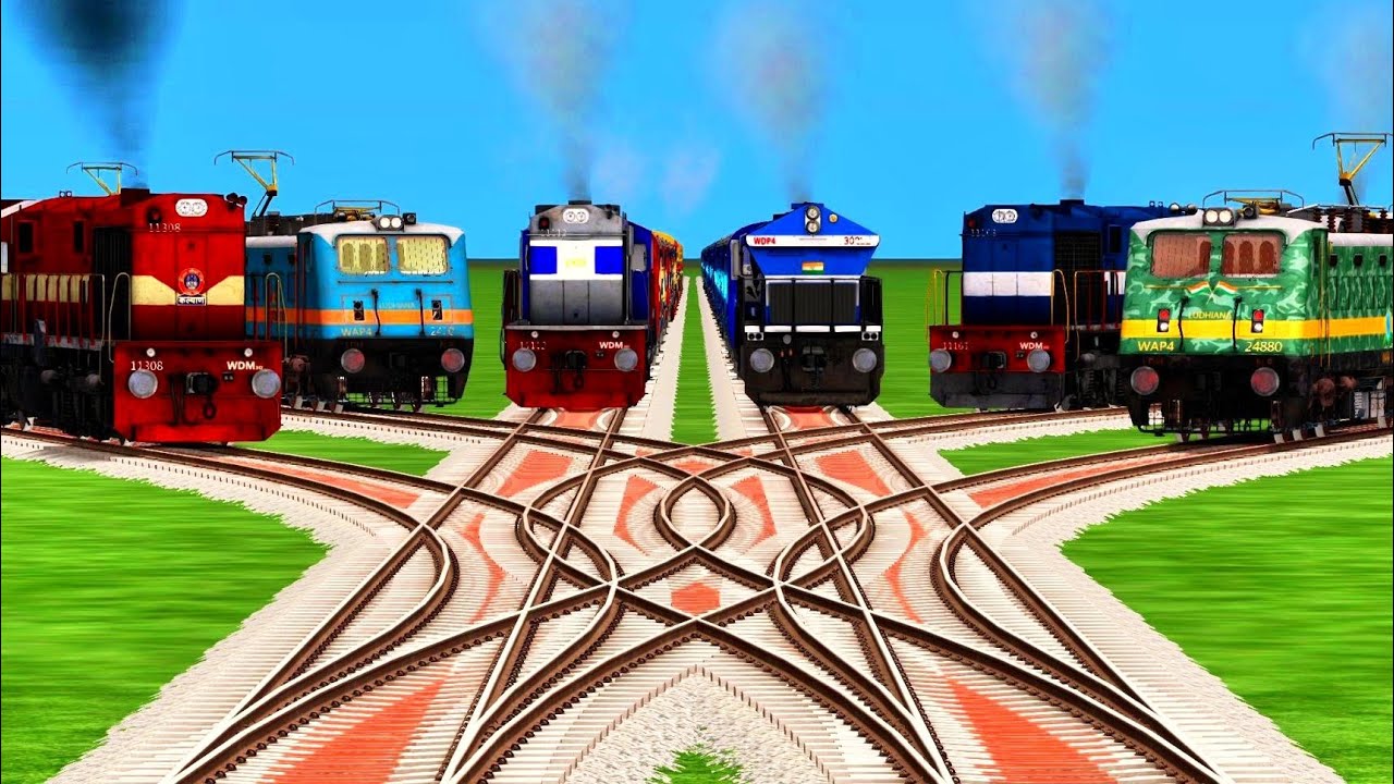 Train Crossing At New Tracks Railroad l High Speed Risky Track l Curves Forked Relgadi Track l train