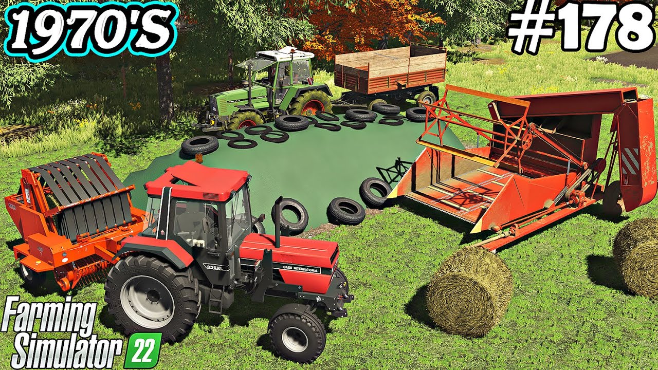 1970'S. BALING HAY in the BIG MEADOW. Covering silage. Farming simulator 22. FS 22. Timelapse.178