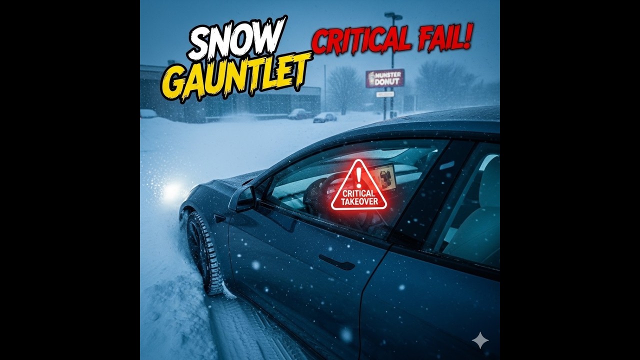 Tesla FSD V14: The Northwest Indiana Snow Gauntlet Part 4🚧 Critical Take Over #tesla #ai #automobile