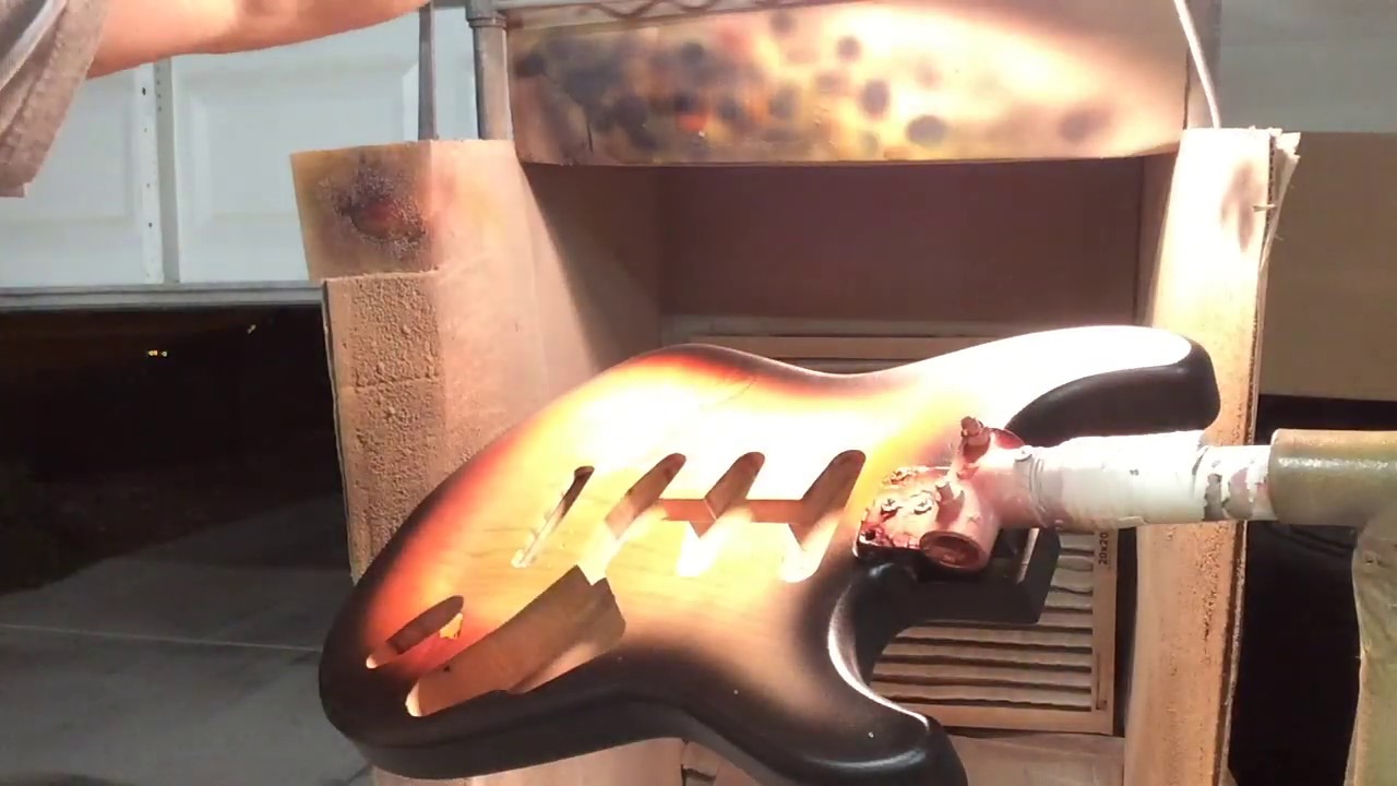 Finishes by Drew. How to paint a sunburst finish on a guitar.
