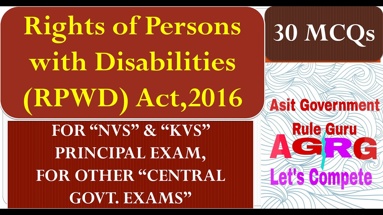 MCQ on Rights of the Persons with Disabilities(RPWD) Act,2016