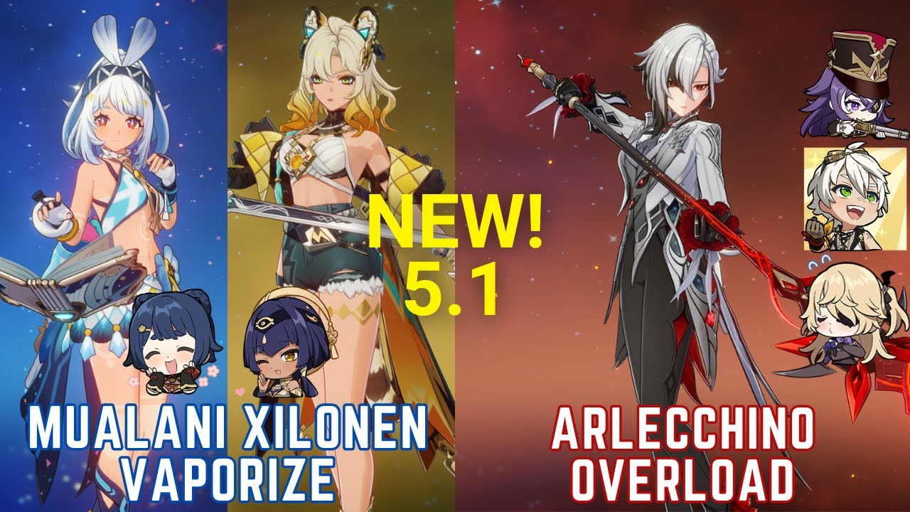 Mualani Xilonen Vaporize & Arlecchino Overload - Genshin 5.1 NEW Spiral Abyss Floor 12