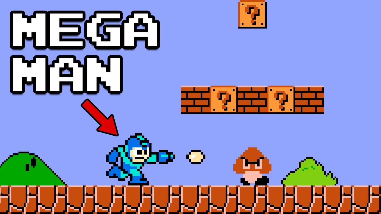 Playing as Mega Man in Super Mario Bros!