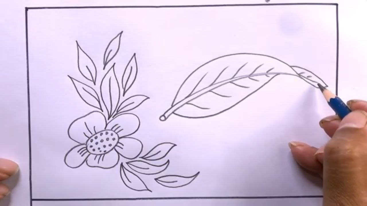 Drawing Flower Easy/How To Draw Flower With Leaf Step By Step