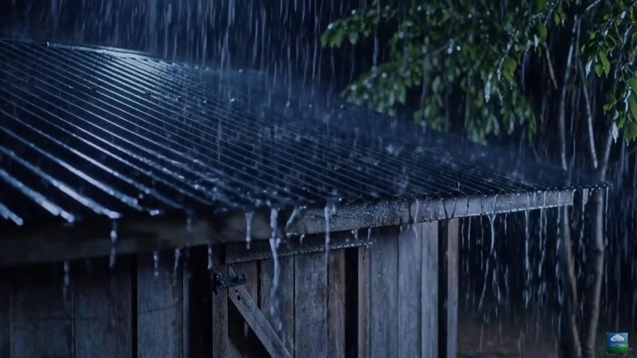 Late Night Heavy Rain on Tin Roof with Distant Thunder | Cozy ASMR for Stress Relief
