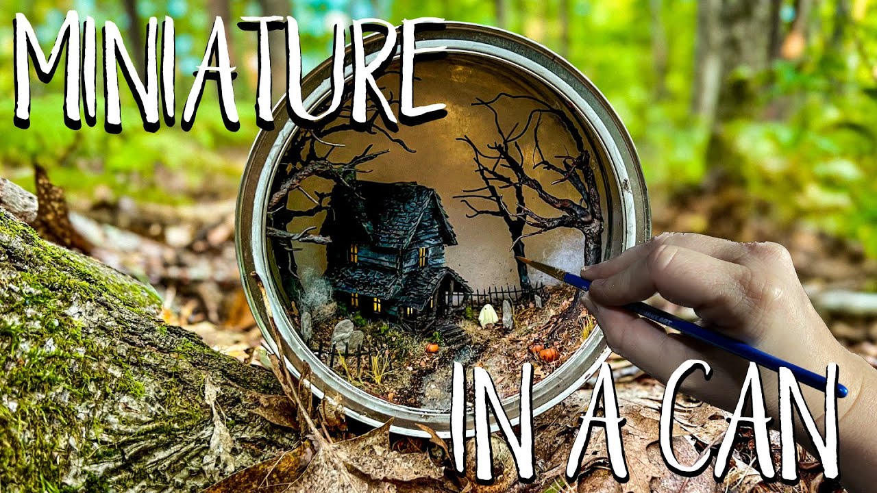 Miniature Spooky Diorama in a Coffee Can.