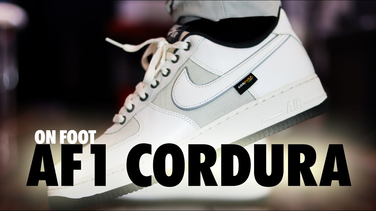 ON FOOT! Nike Air Force 1 '07 LV8 Cordura Summit White Dark Smoke Grey Leather Schopes 4K IM6001-121