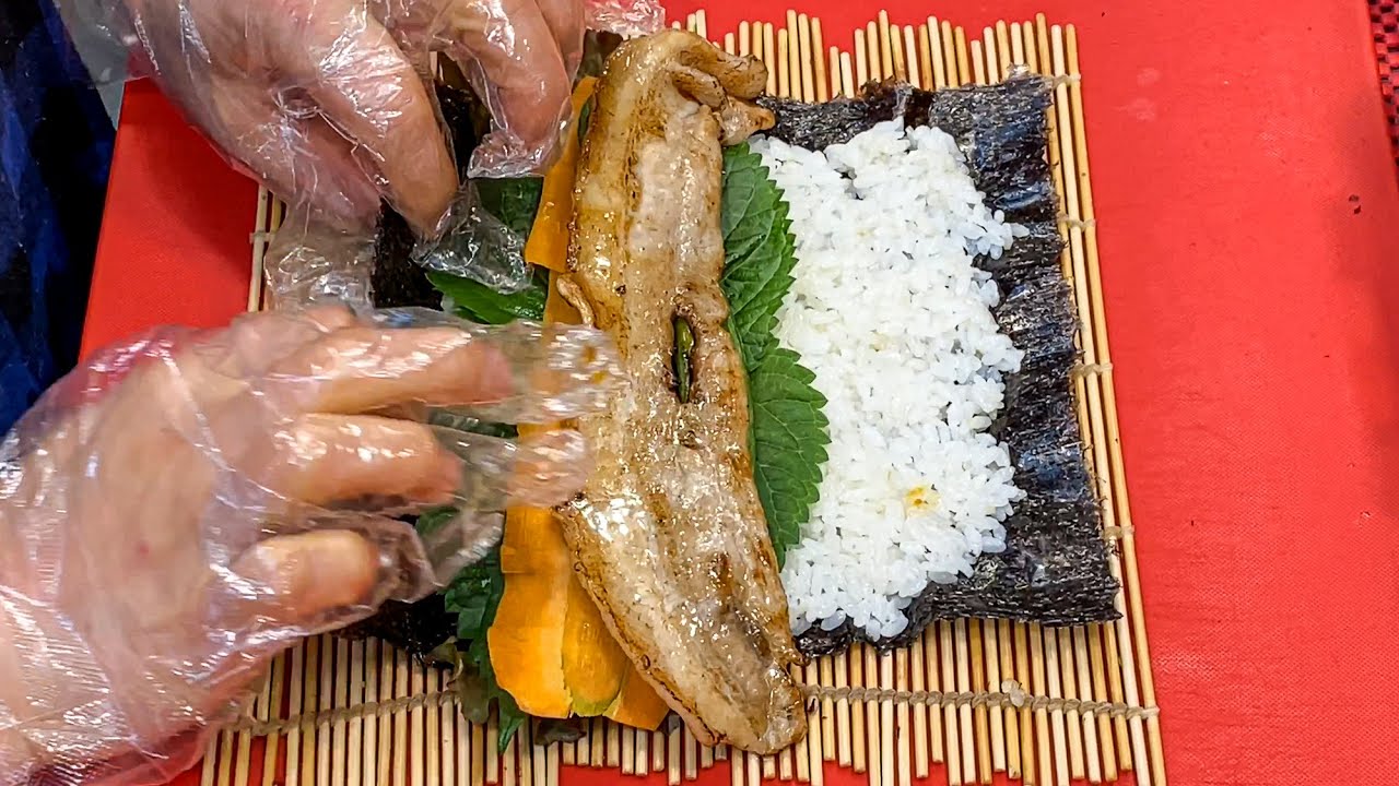 삼겹살이 들어간 삼겹살김밥 / Grilled Pork Belly Gimbap / Korean Street Food