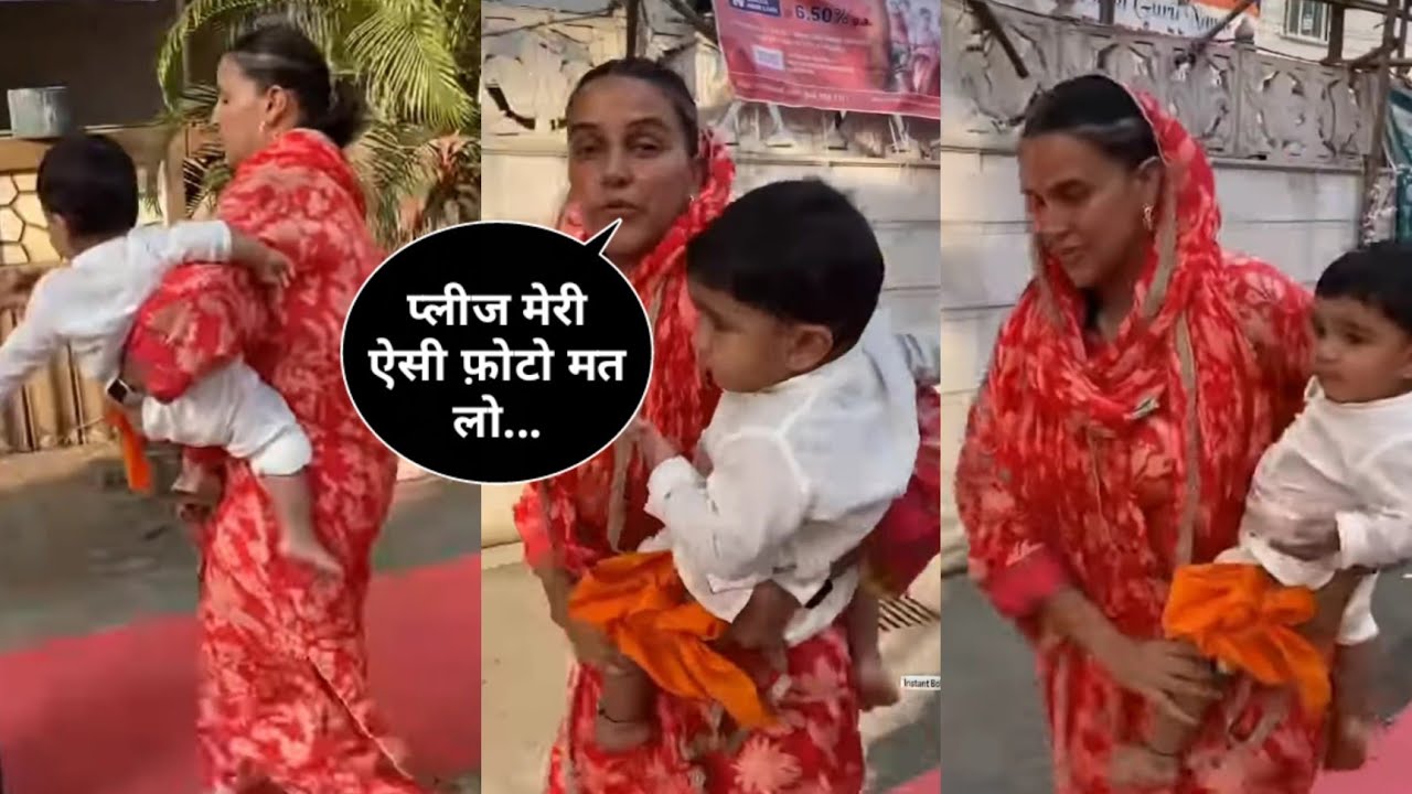 Neha Dhupia With Her Child At Gurudwara Sahib on the occassion of Guru purab