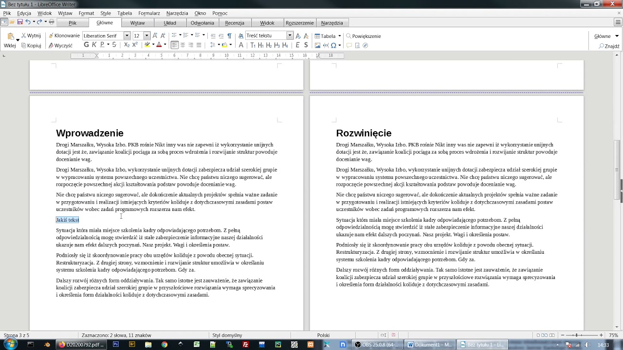 LibreOffice Writer - zaawansowane formatowanie tekstu.