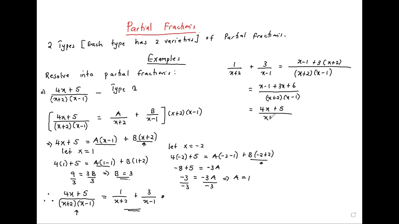 Partial fraction with linear factors and repeated linear factors