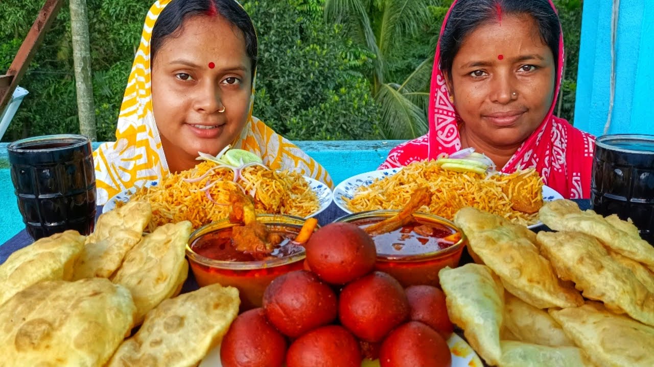 Mutton curry, biryani, luchi, gulab jamun & cold drinks challenging video... With punishment 🤮#asmr