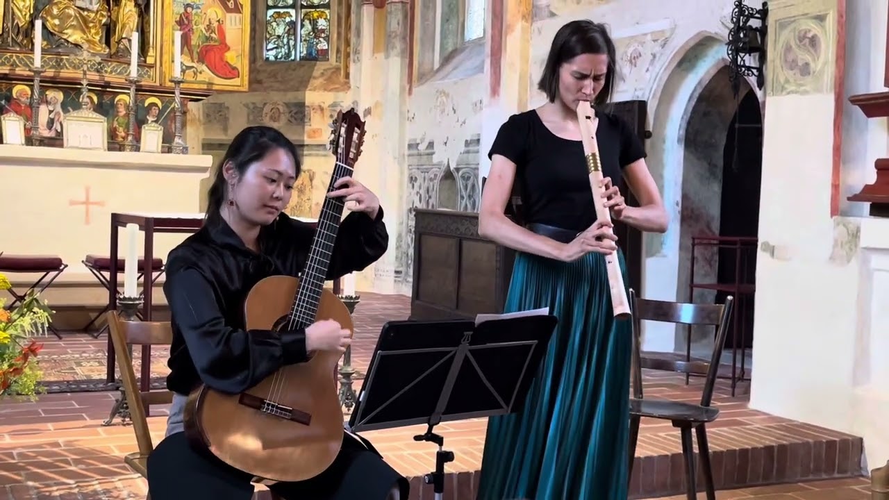 Duo Mosaic plays Upon the rising sun #irishtune #church #recorder #guitar  