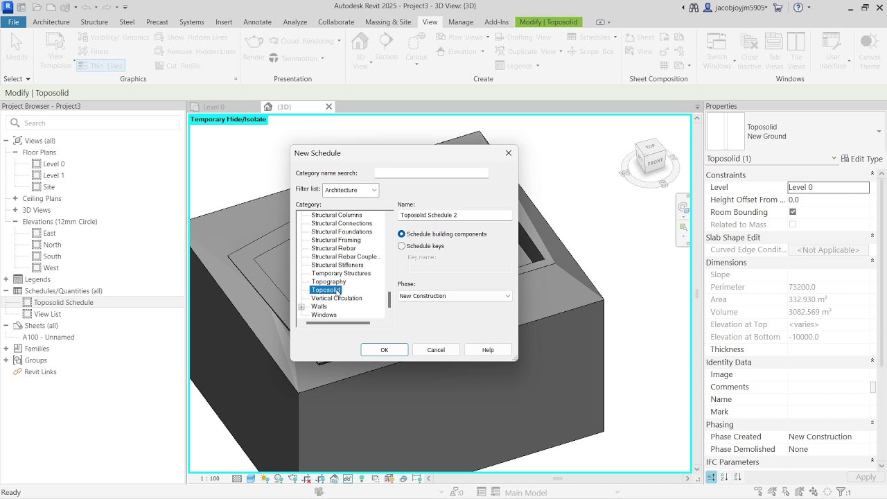 Excavation Quantity in Revit 2025