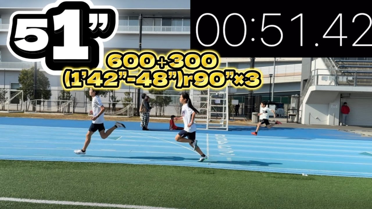 高強度インターバル(600m+300m)×3r90”セット間5分