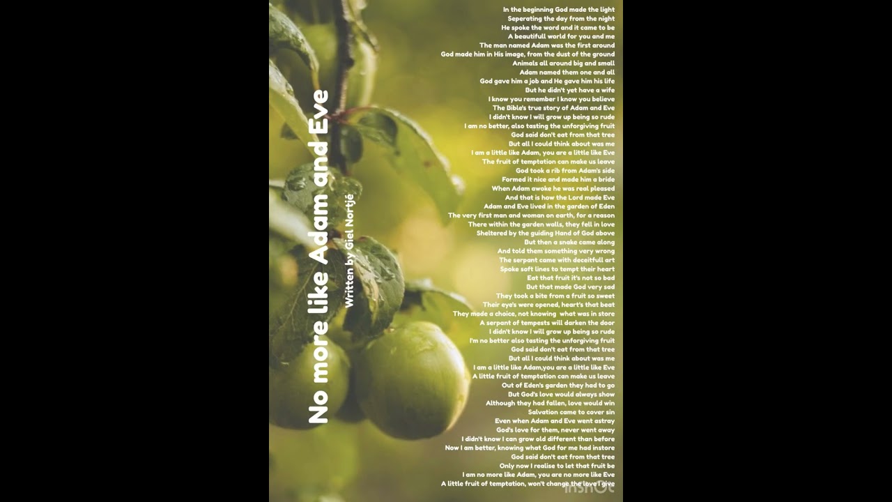 No more like Adam and Eve - written by Giel Nortjé