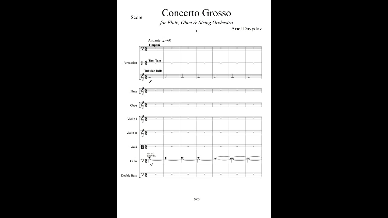 Concero Grosso for Flute, Oboe, Percussion and Strings. Ariel Davydov
