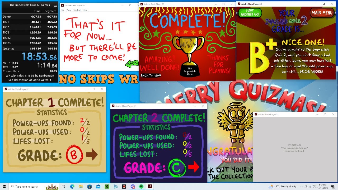 18:53 - ALL The Impossible Quiz Games No Skips Speedrun