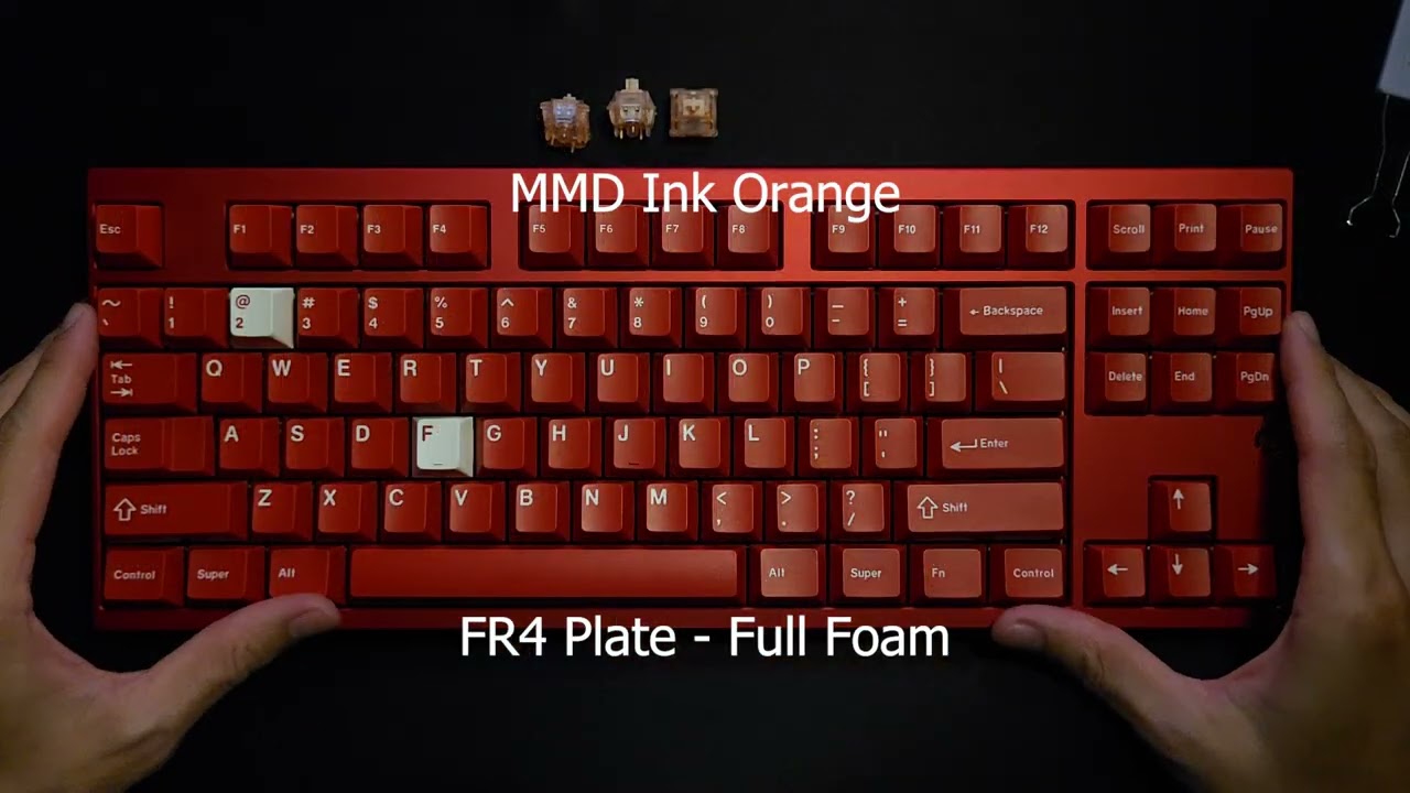 MMD Ink Orange Tactile Switch - Sound test - PC/FR4/CF Plate (Full Foam - No Foam)