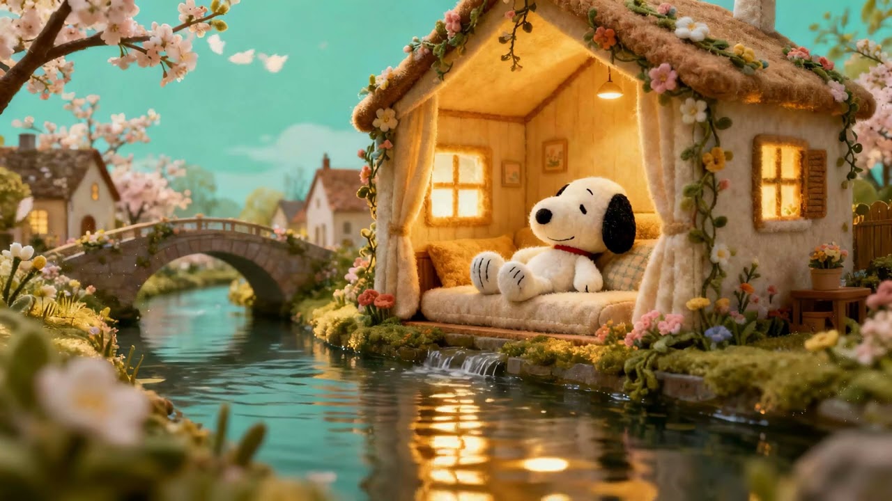 🌷 Dreamy Spring Cottage with Snoopy | Relaxing Jazz Lofi Music