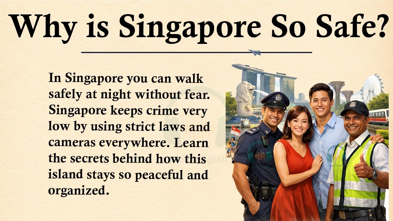 Why is Singapore So Safe? || ⚪🔴Learn English Through Story Level 3 || Graded Reader 🎧