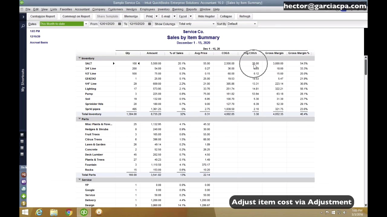 Adjust the historical cost of inventory items in QuickBooks Desktop