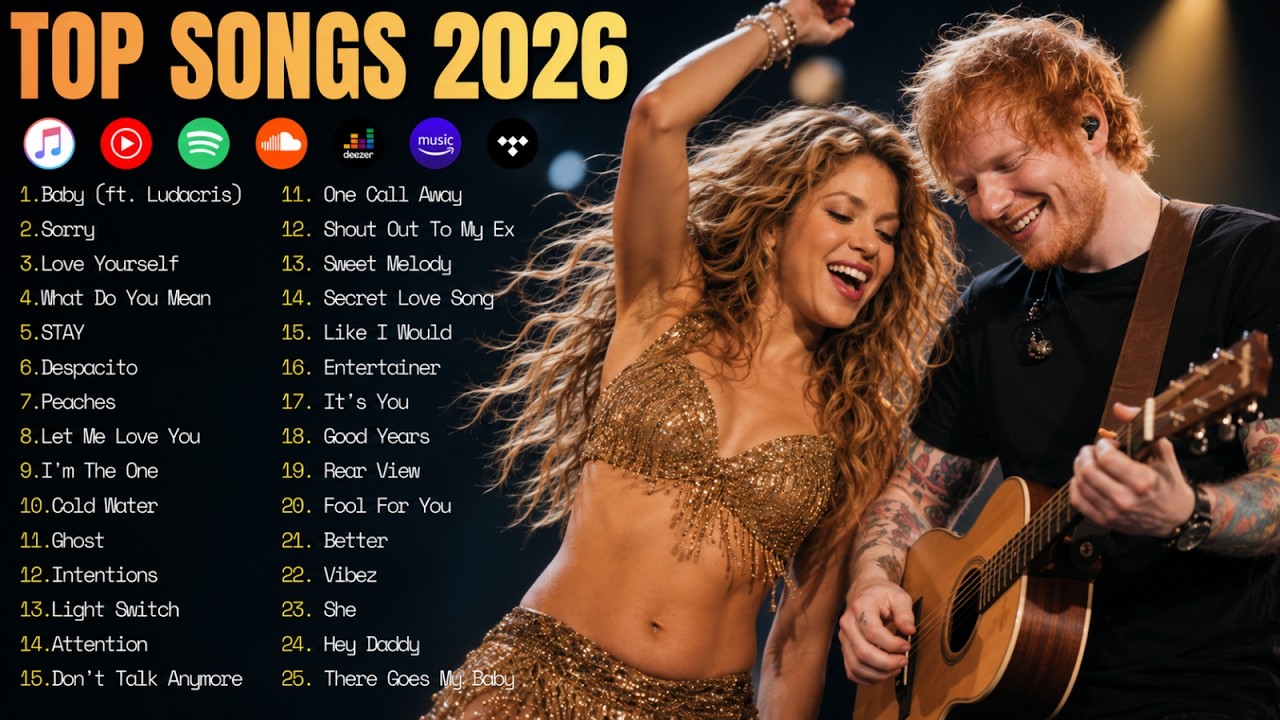 Shakira, The Weeknd, Dua Lipa, Bruno Mars, Billie Eilish, Ed Sheeran &ndash; Trending English Songs 2026