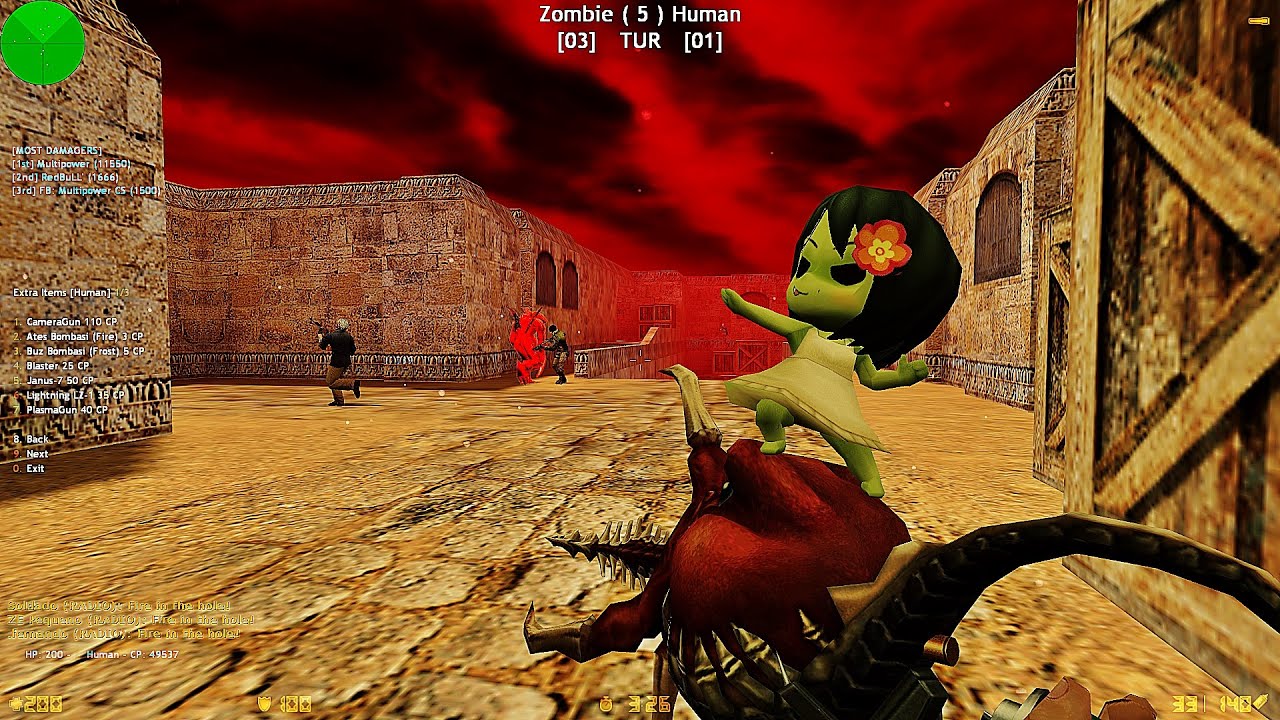 NEMESIS MOD! | Counter-Strike 1.6 Zombie Escape Nemesis Mod on de_dust with Bots and New Extra Items