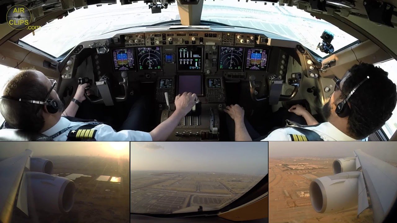 B747-8, WHAT A MACHINE! Cockpit Landing in Jeddah, Saudi Arabia! [AirClips]