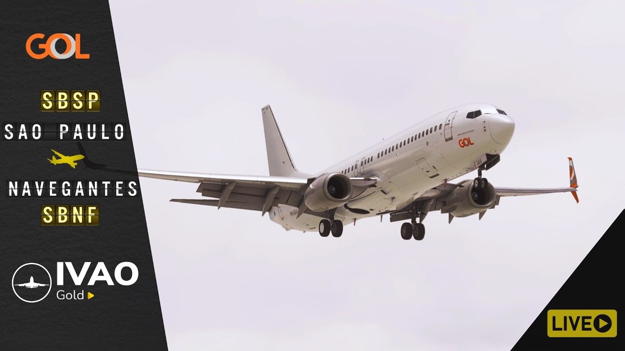 🟡 FLIGHT SIMULATOR 2020 - B737 800 GOL Albino São Paulo ✈ Navegantes  [Online IVAO]