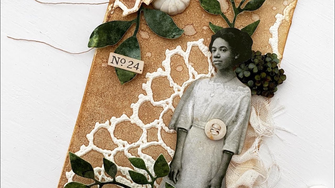 Tim Holtz Doily 3D Embossing Folder | Making a Mixed Media Tag