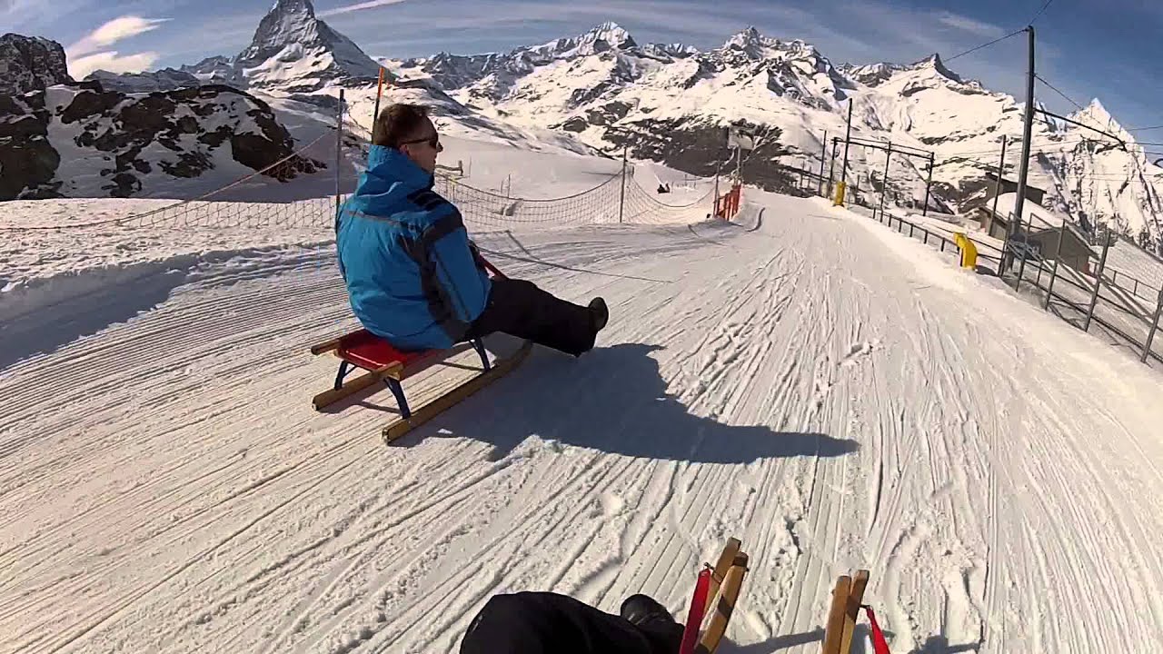 Sledging in Gornergrat, Zermatt, Swiss Alps