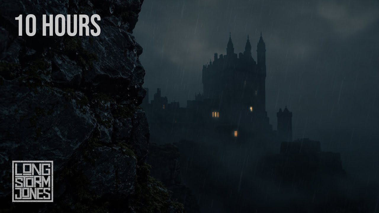 Scottish Castle in the Storm &mdash; Steady Rain, Fog & Distant Thunder | Dark Ambience | 10 HOURS