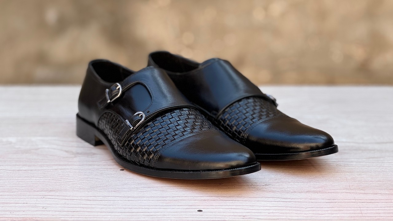Handmade Double Monk Strap Shoes | Calf & Woven Leather Shoemaking Tutorial