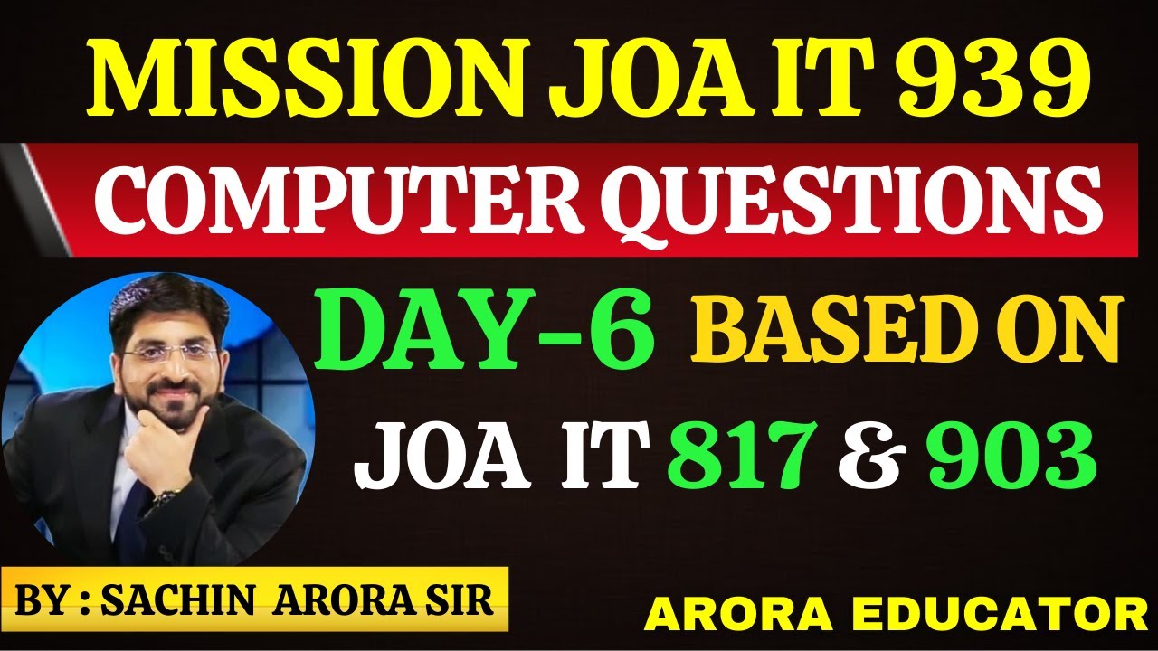 JOA IT 939 Exam | JOA IT 939 Computer Questions | JOA IT 939 Classes | JOA IT Preparation | Day-6 |