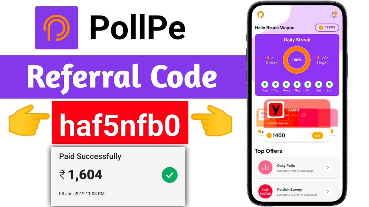 Pollpe referral code | pollpe app referral code | pollpe refer code