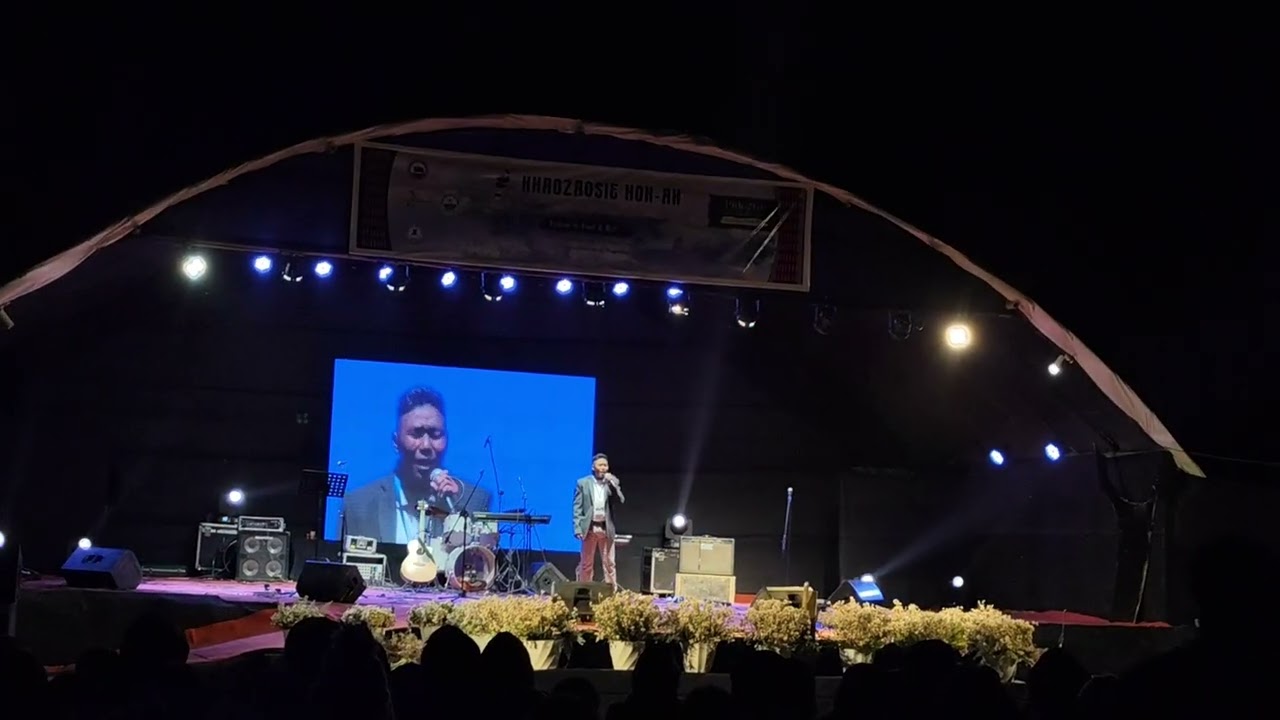 Invitee@TeamDavidKonyakNaga on stage at Nokhu during Khiamniungan Mini hornbill festival (20/01/26).