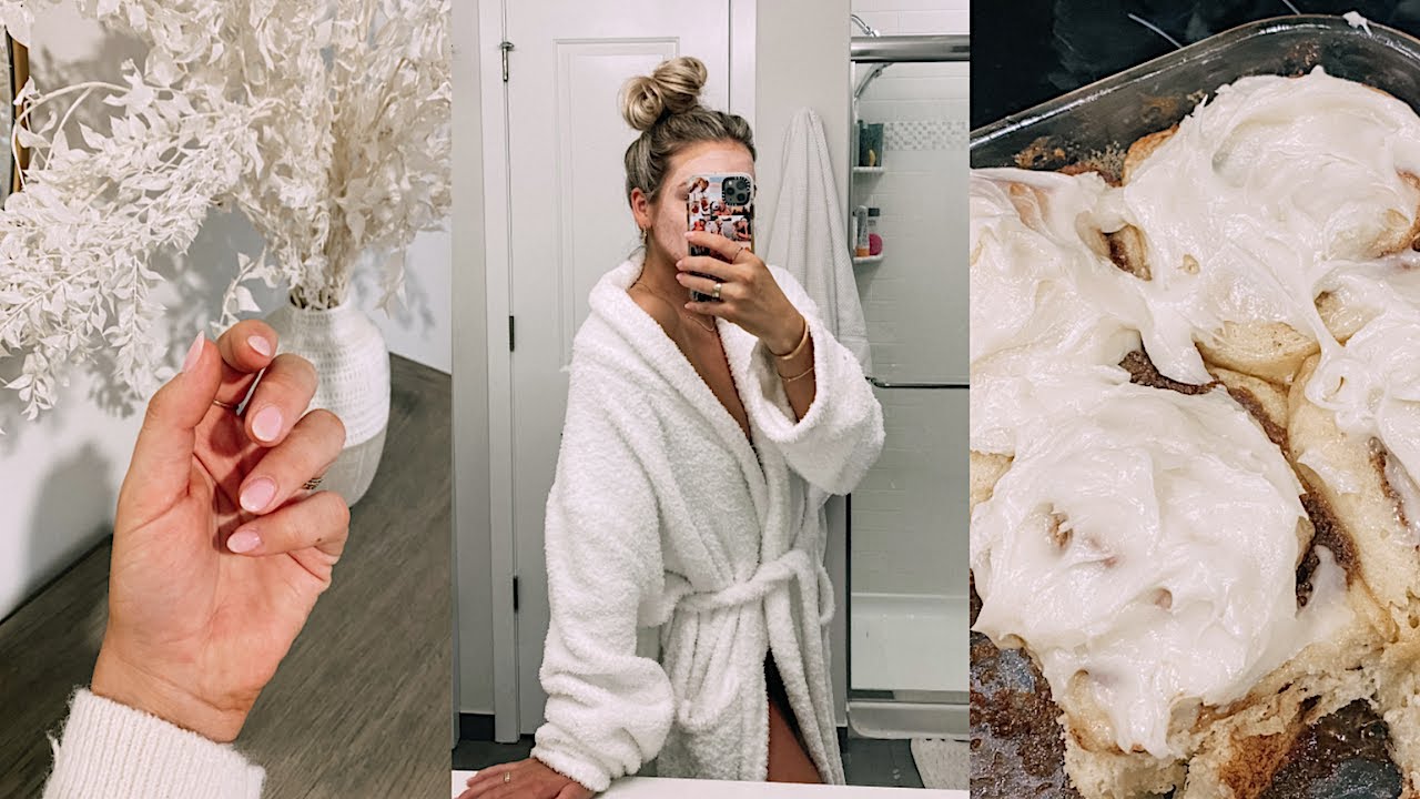 getting my nails done, homemade cinnamon rolls + self care | Vlogmas Day 6